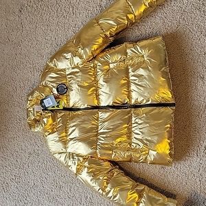 Zumba Metallic Puffer Jacket Gold Size Medium